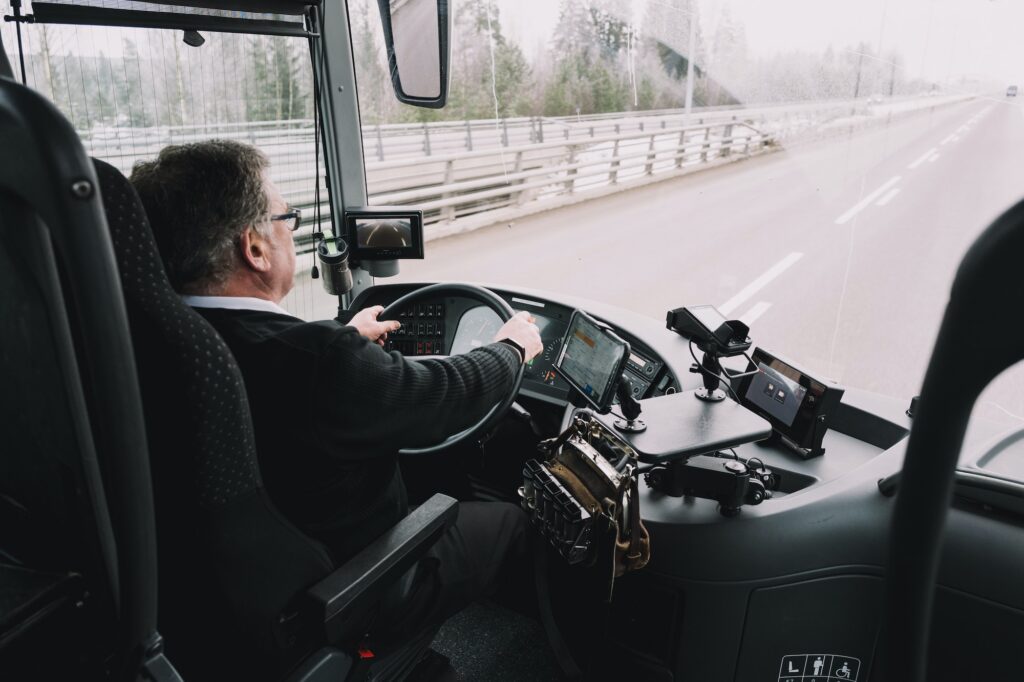 Bus driver from behind